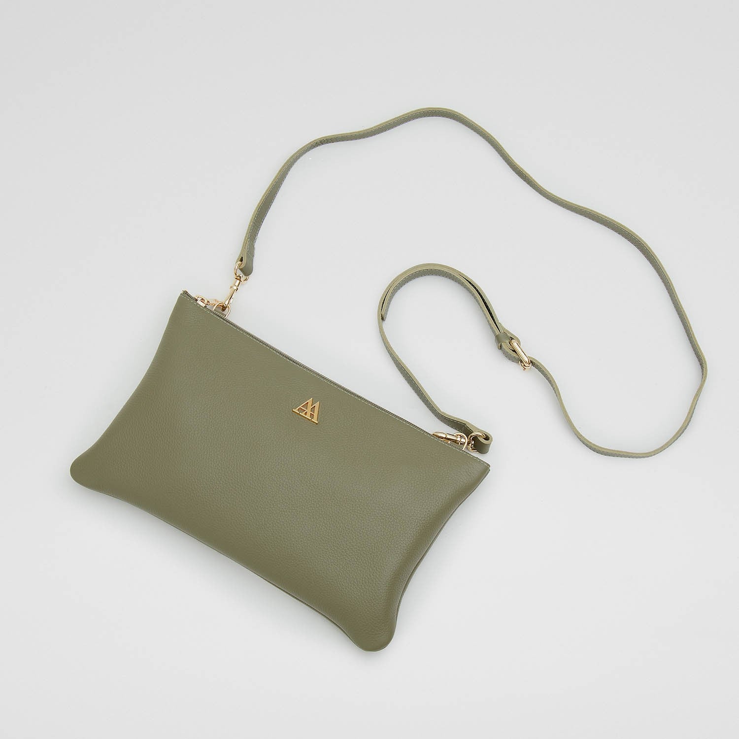 Catalina Bolso Clutch Piel Verde Kaki
