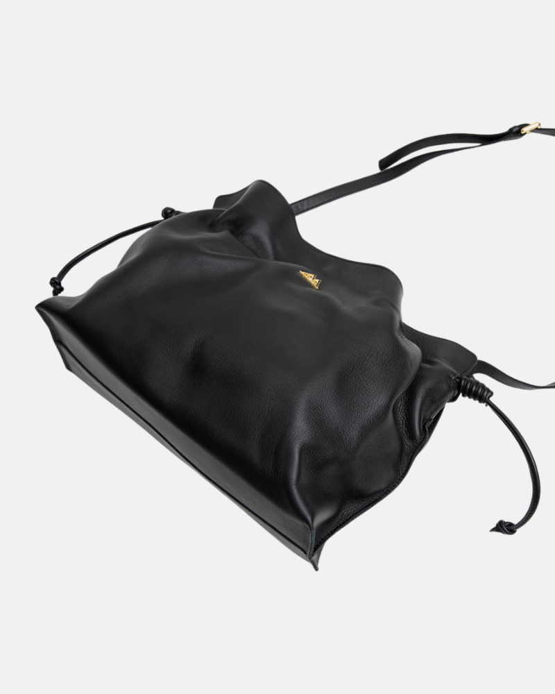 Fátima Fringed Leather Bag, Black