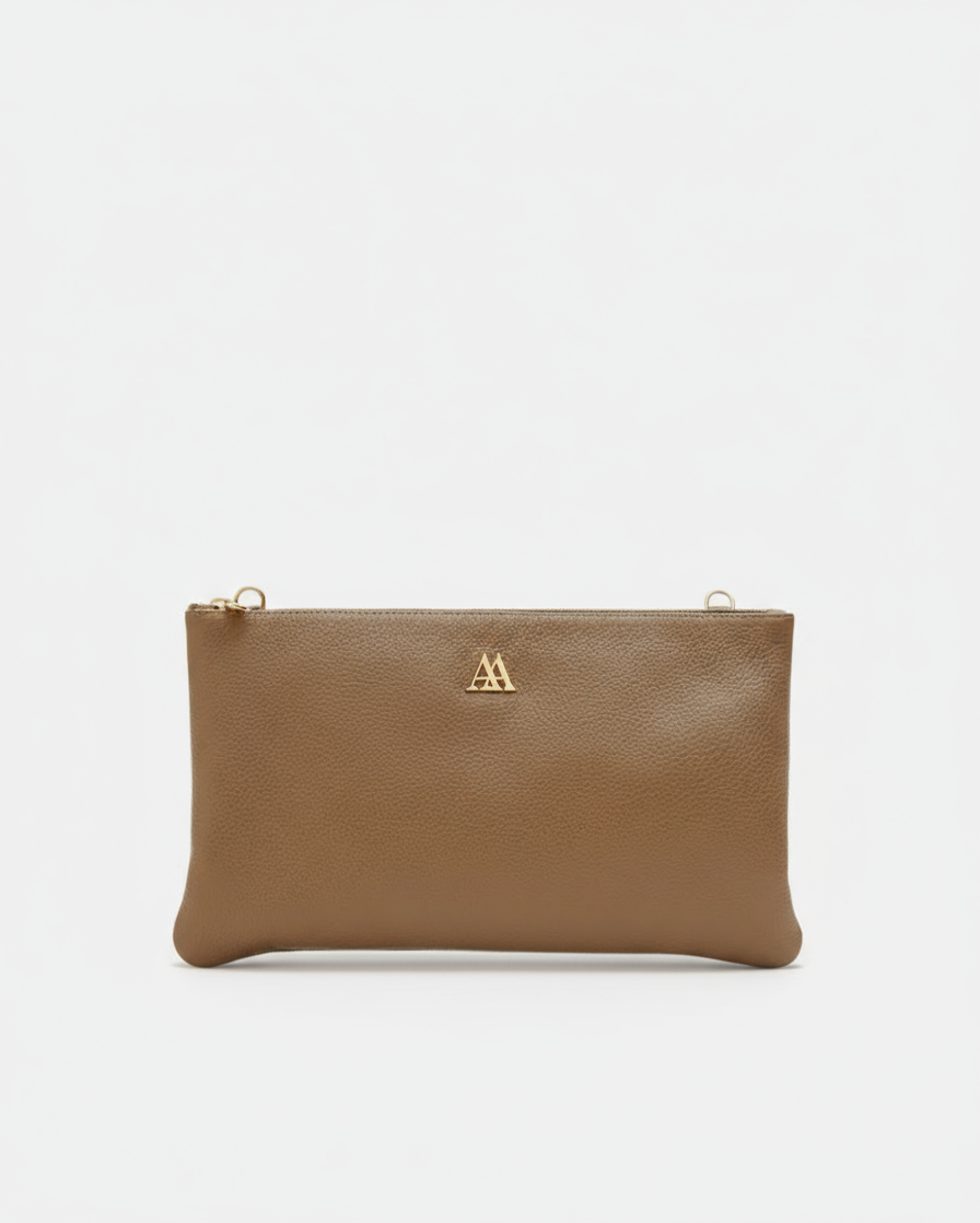 Catalina Leather Clutch Bag, Taupe