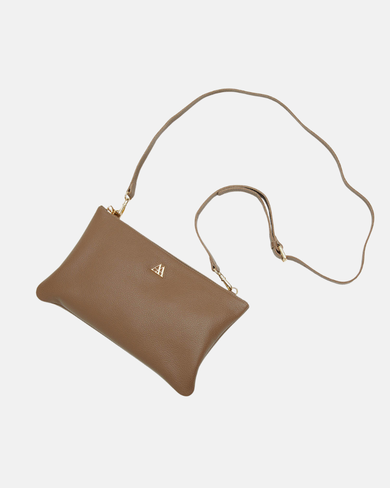 Catalina Leather Clutch Bag, Taupe