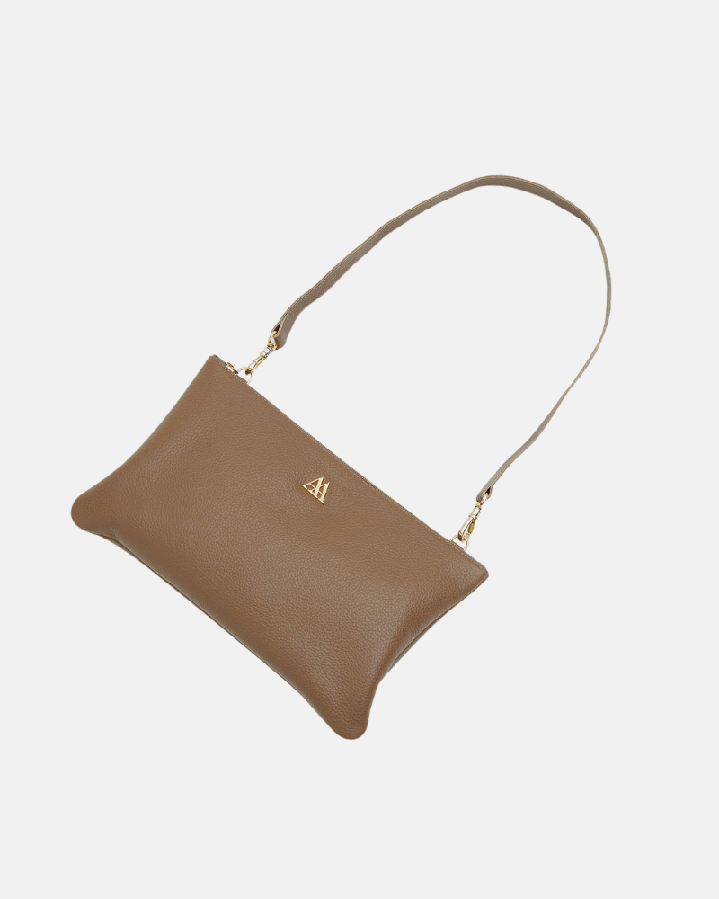 Catalina Leather Clutch Bag, Taupe