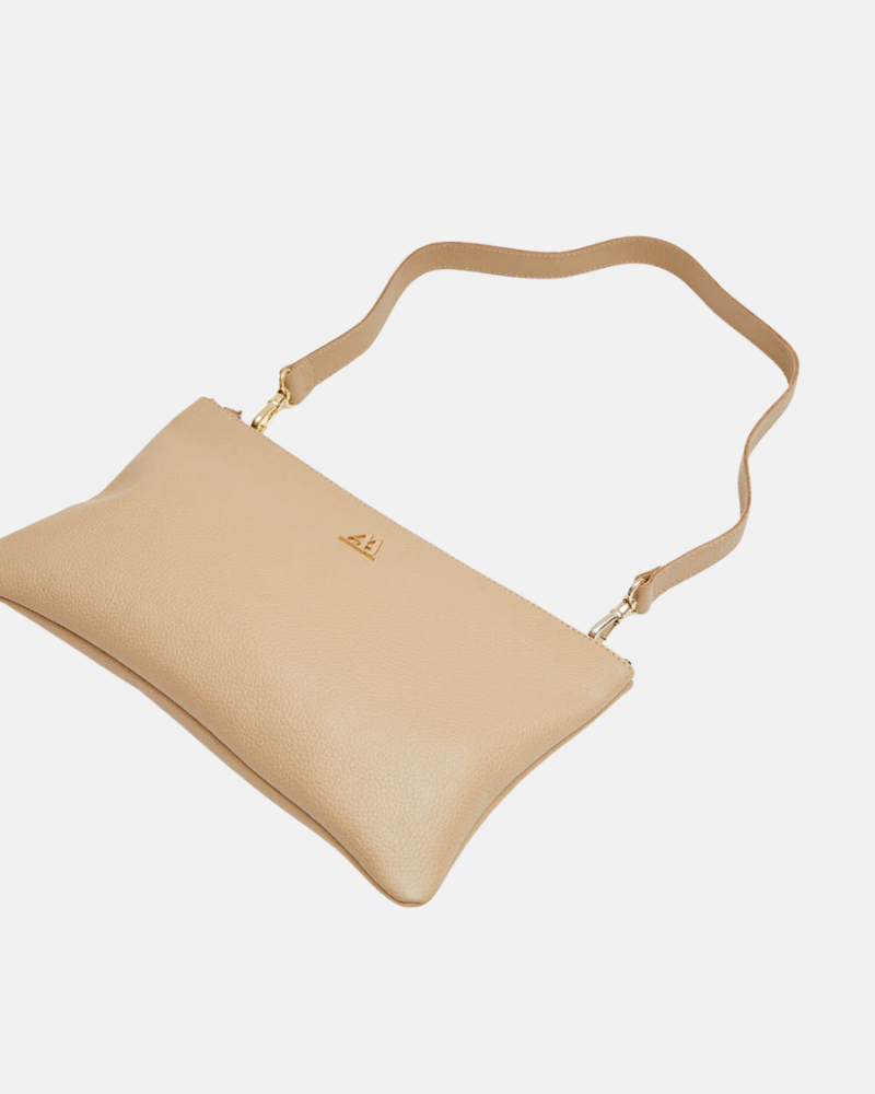 Catalina Beige Leather Clutch Bag