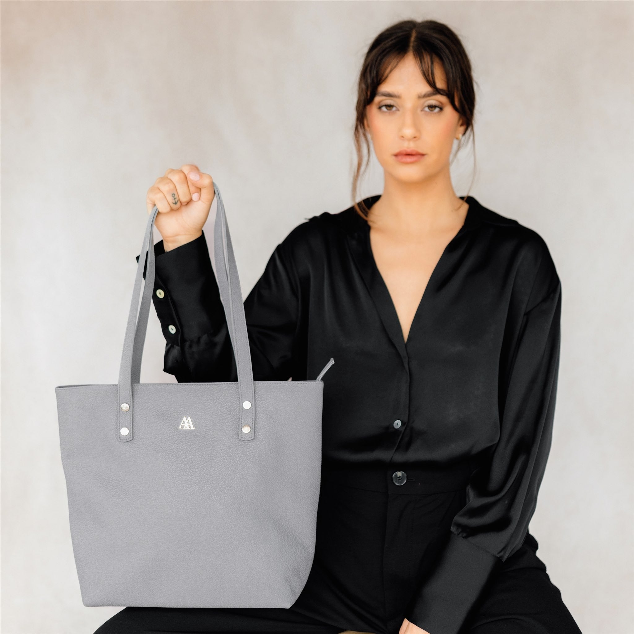Sofía Sac Shopper Cuir Gris
