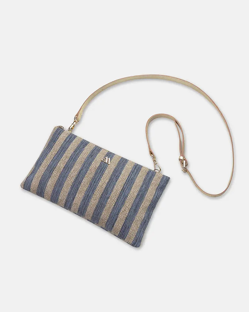 Catalina Bolso Clutch Rayas Lúrex Azul