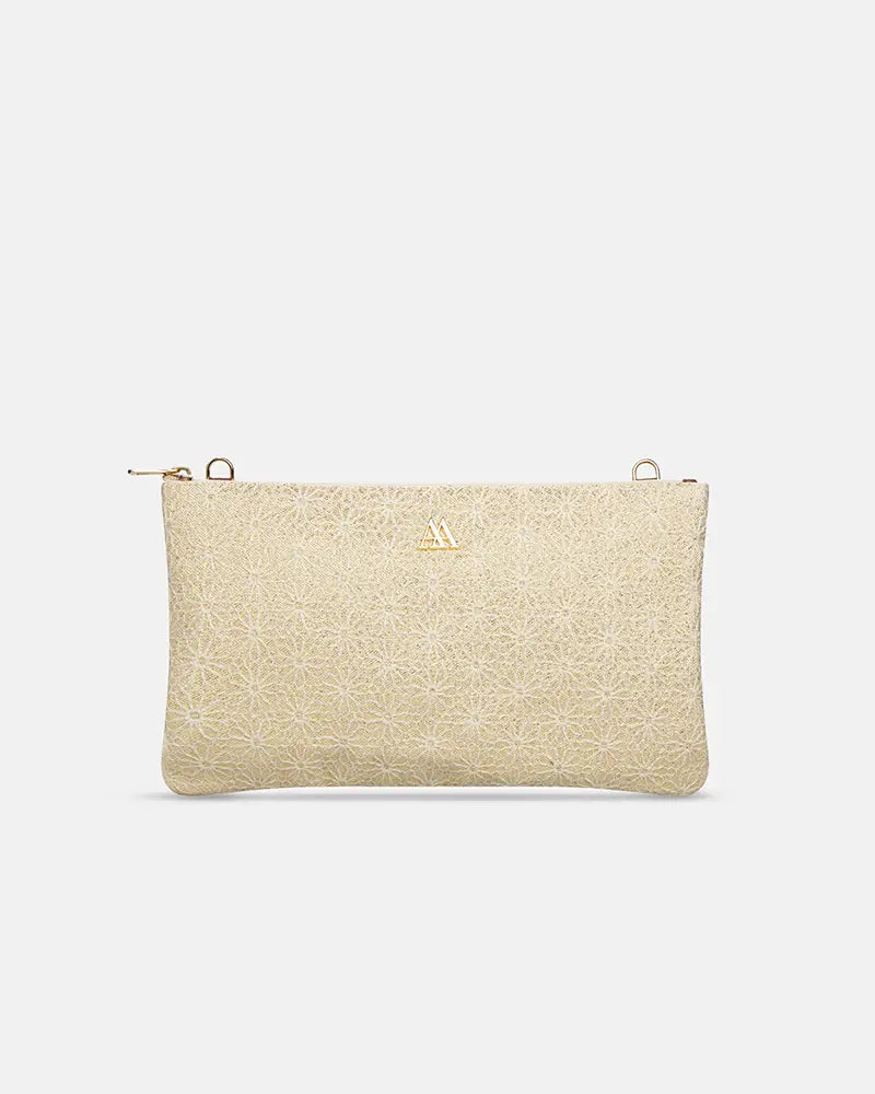 Catalina Bolso Clutch Flores Lúrex Oro