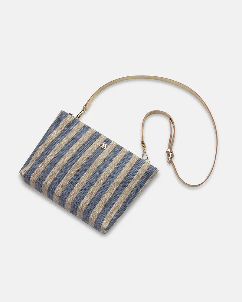 Manola Bolso Clutch Rayas Lúrex Azul