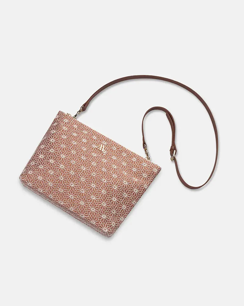 Manola Bolso Clutch Flores Lúrex Bronce