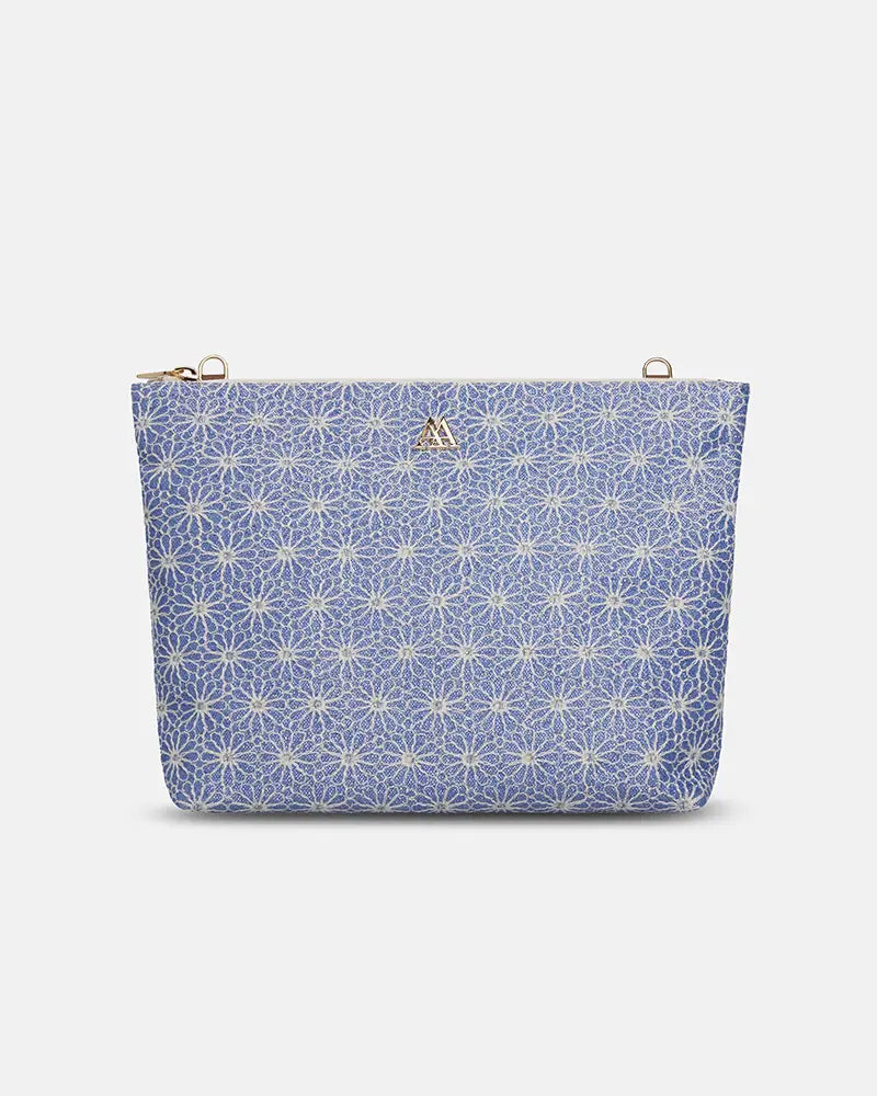 Manola Bolso Clutch Flores Lúrex Azul