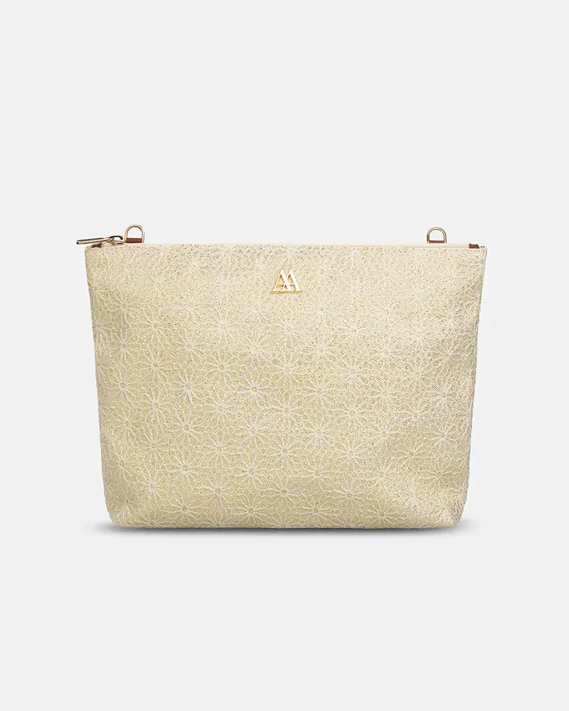 Manola Bolso Clutch Flores Lúrex Oro