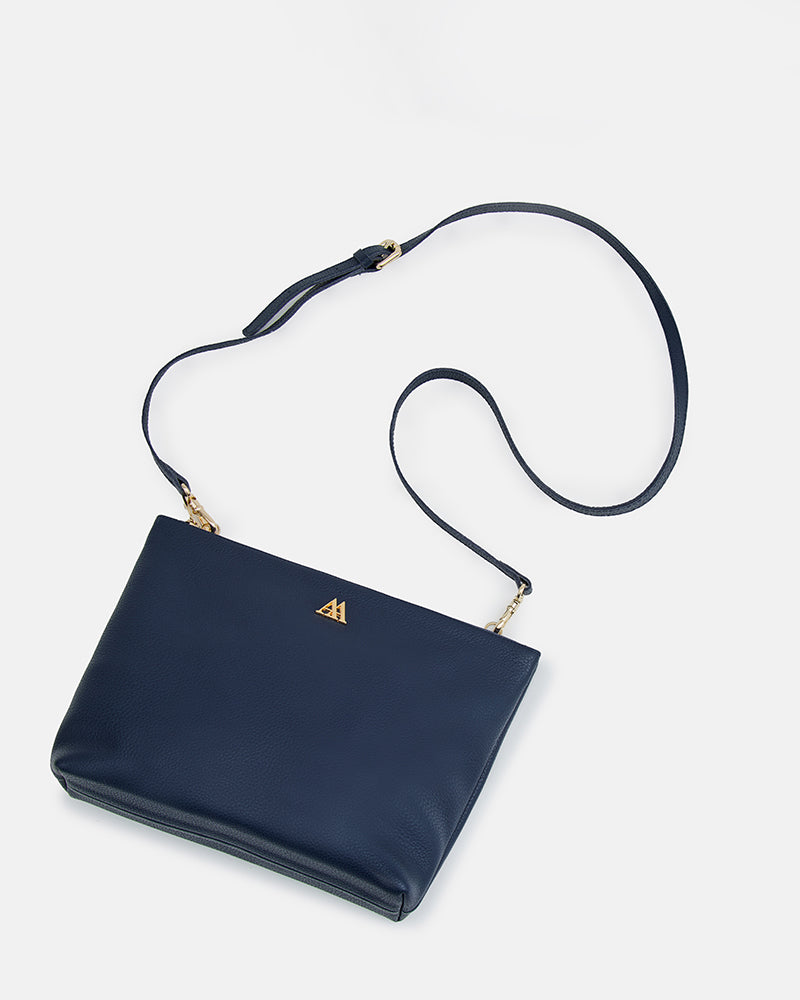Manola Bolso Clutch Piel Azul Marino