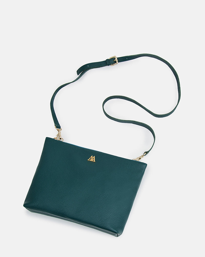 Manola Bolso Clutch Piel Verde Petróleo
