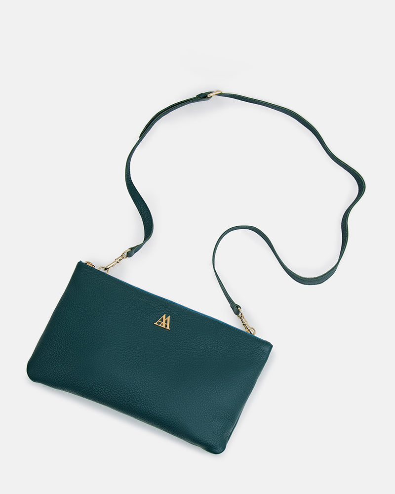 Catalina Bolso Clutch Piel Verde Petróleo