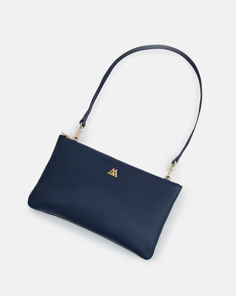 Catalina Bolso Clutch Piel Azul Marino