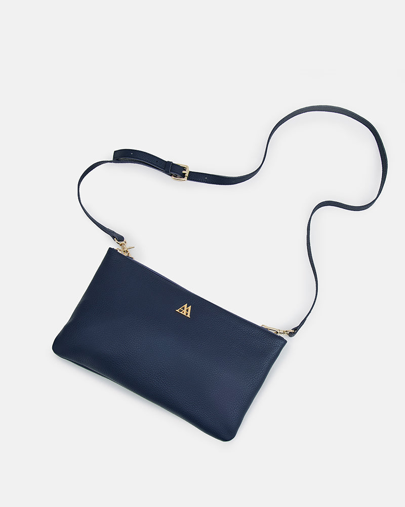 Catalina Bolso Clutch Piel Azul Marino