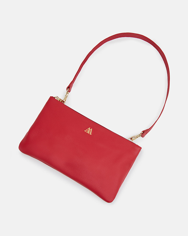 Catalina Bolso Clutch Piel Rojo