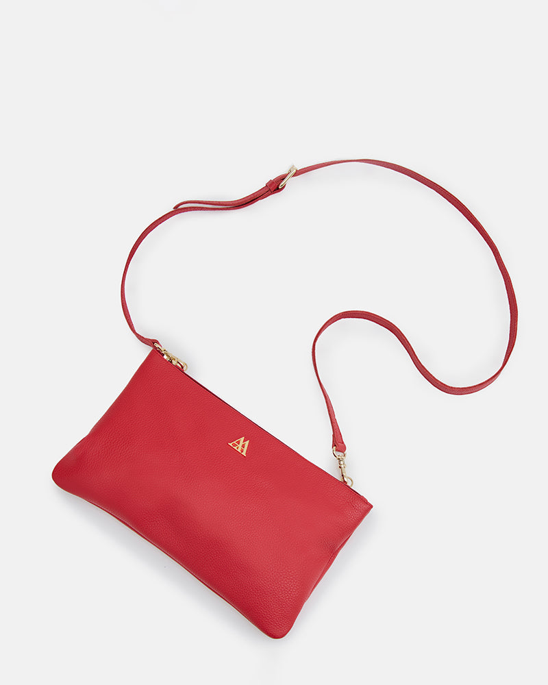 Catalina Bolso Clutch Piel Rojo