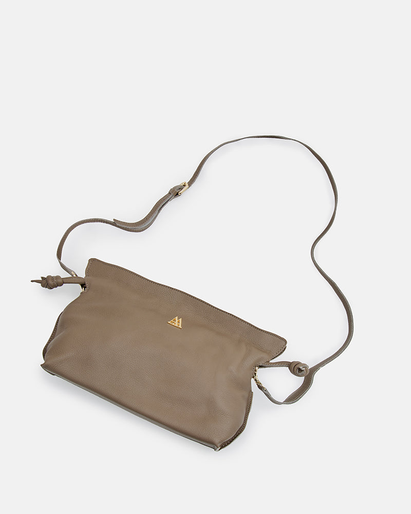 Fiona Bolso Fruncido Piel Taupe