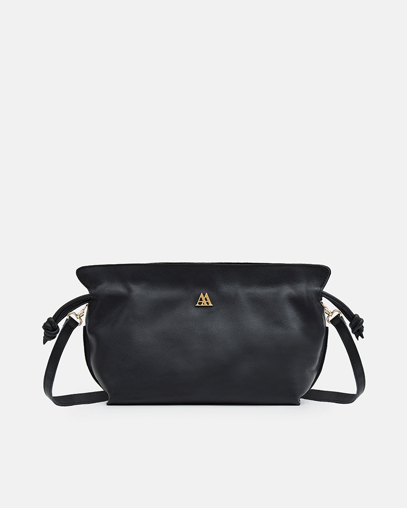 Fiona Bolso Fruncido Piel Negro