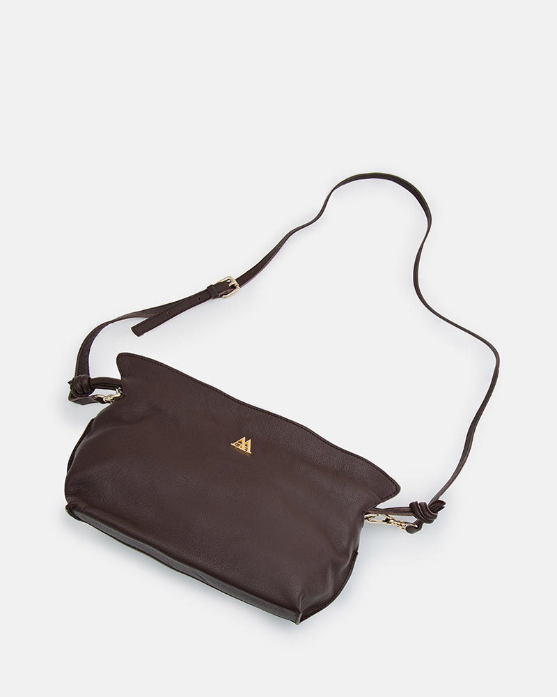 Fiona Faux Leather Gathered Bag, Brown
