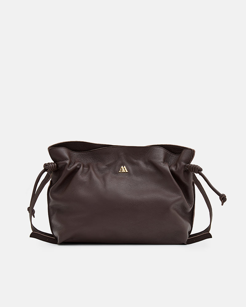 Fátima Bolso Fruncido Piel Marrón