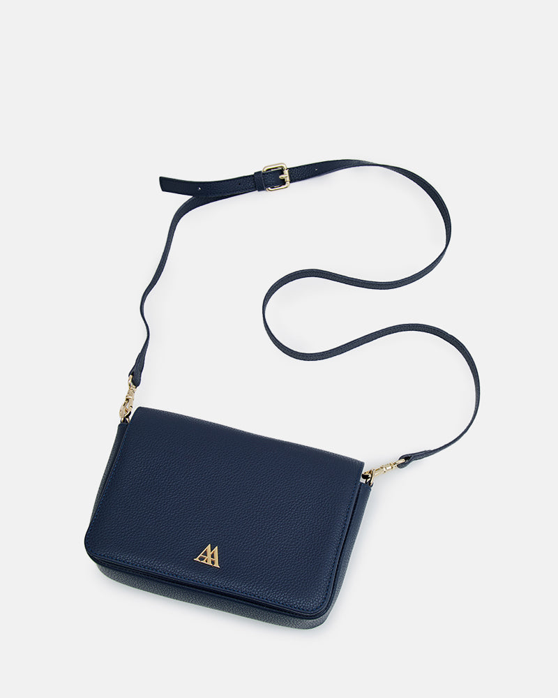 María Bolso Solapa Mini Piel Azul Marino