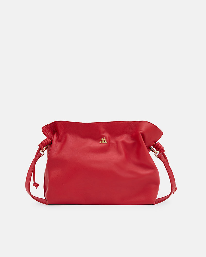 Fátima Bolso Fruncido Piel Rojo