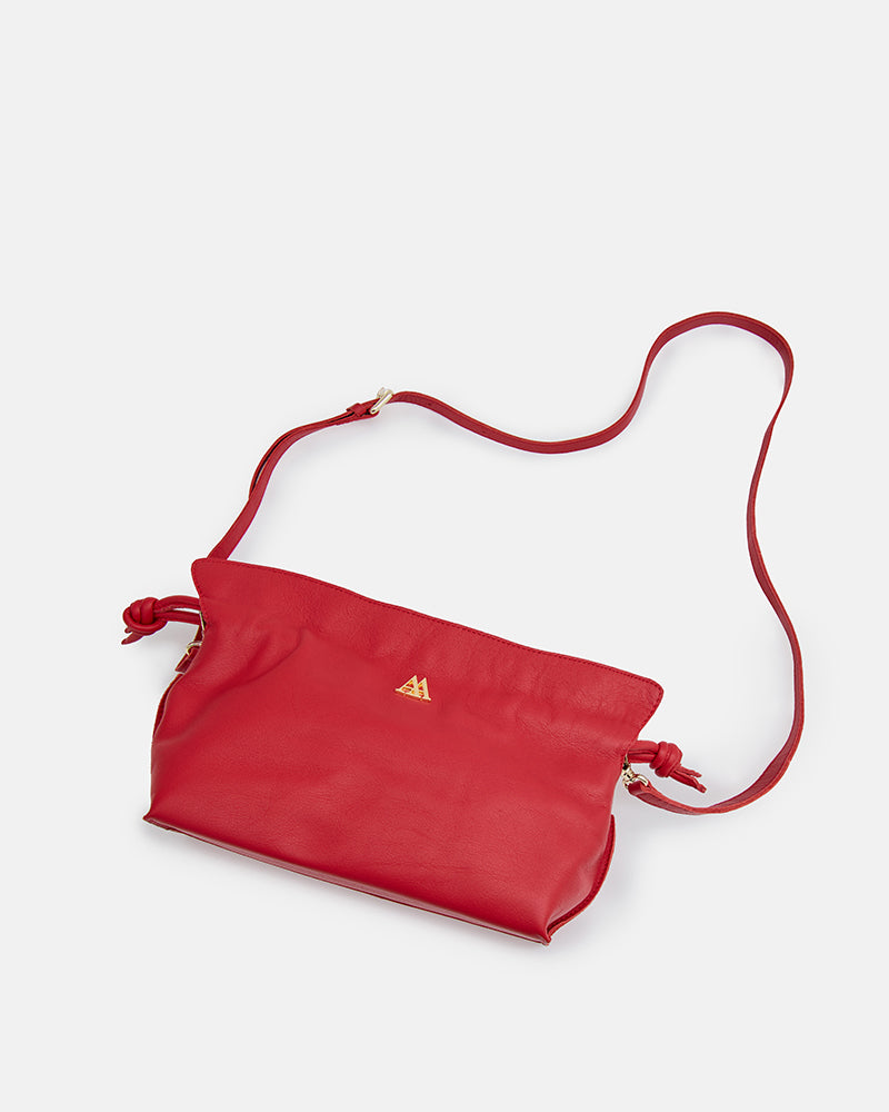Fiona Fringed Leather Bag, Red