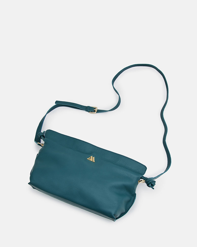 Fiona Bolso Fruncido Piel Verde Petróleo