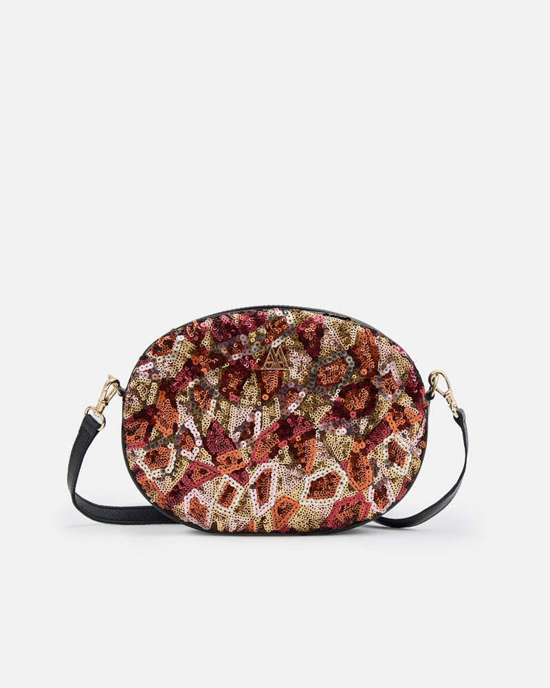 Olivia Oval Leather Bag, Red