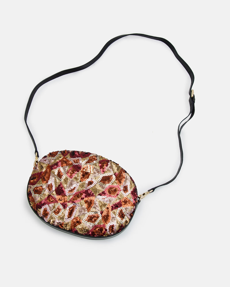 Olivia Oval Leather Bag, Red