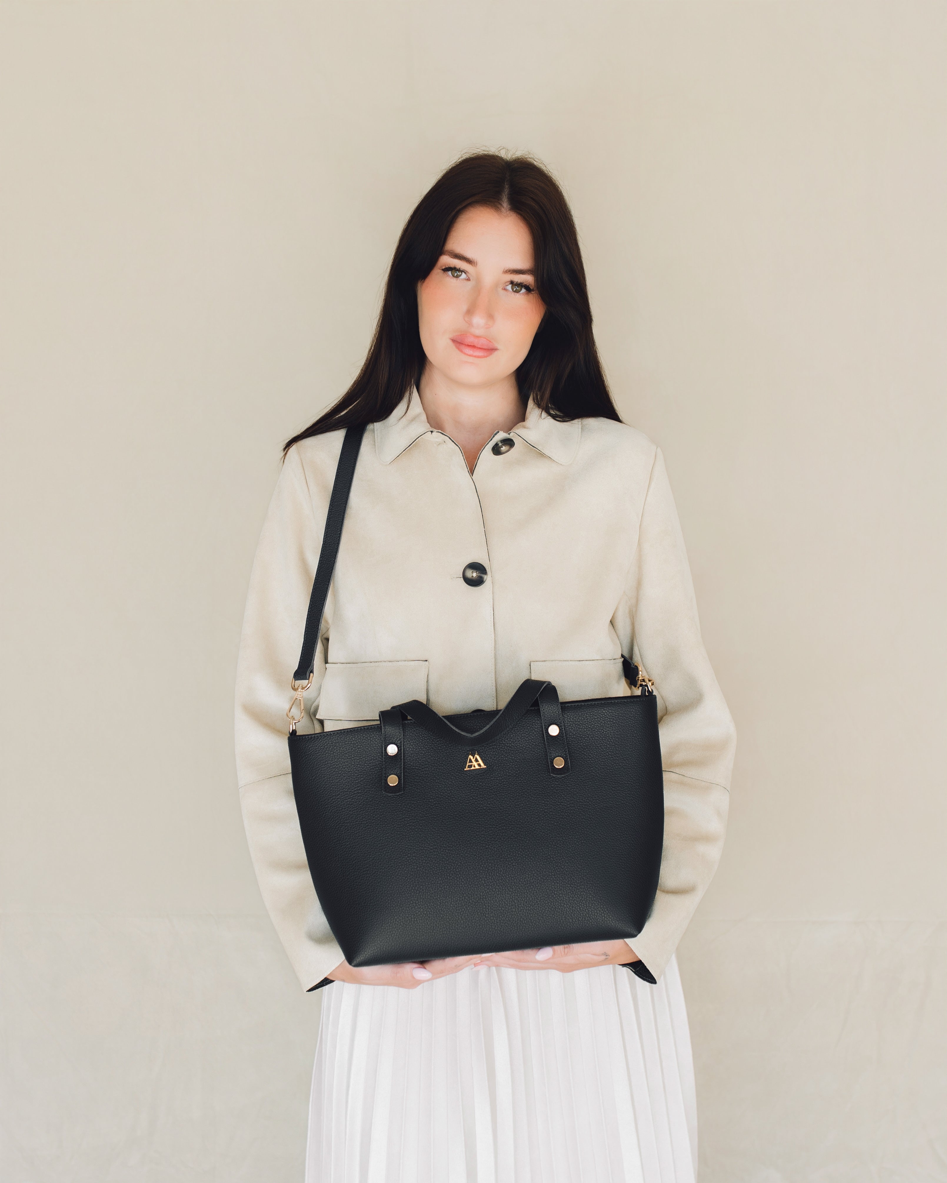 Antonia Leather Shopper Bag, Black