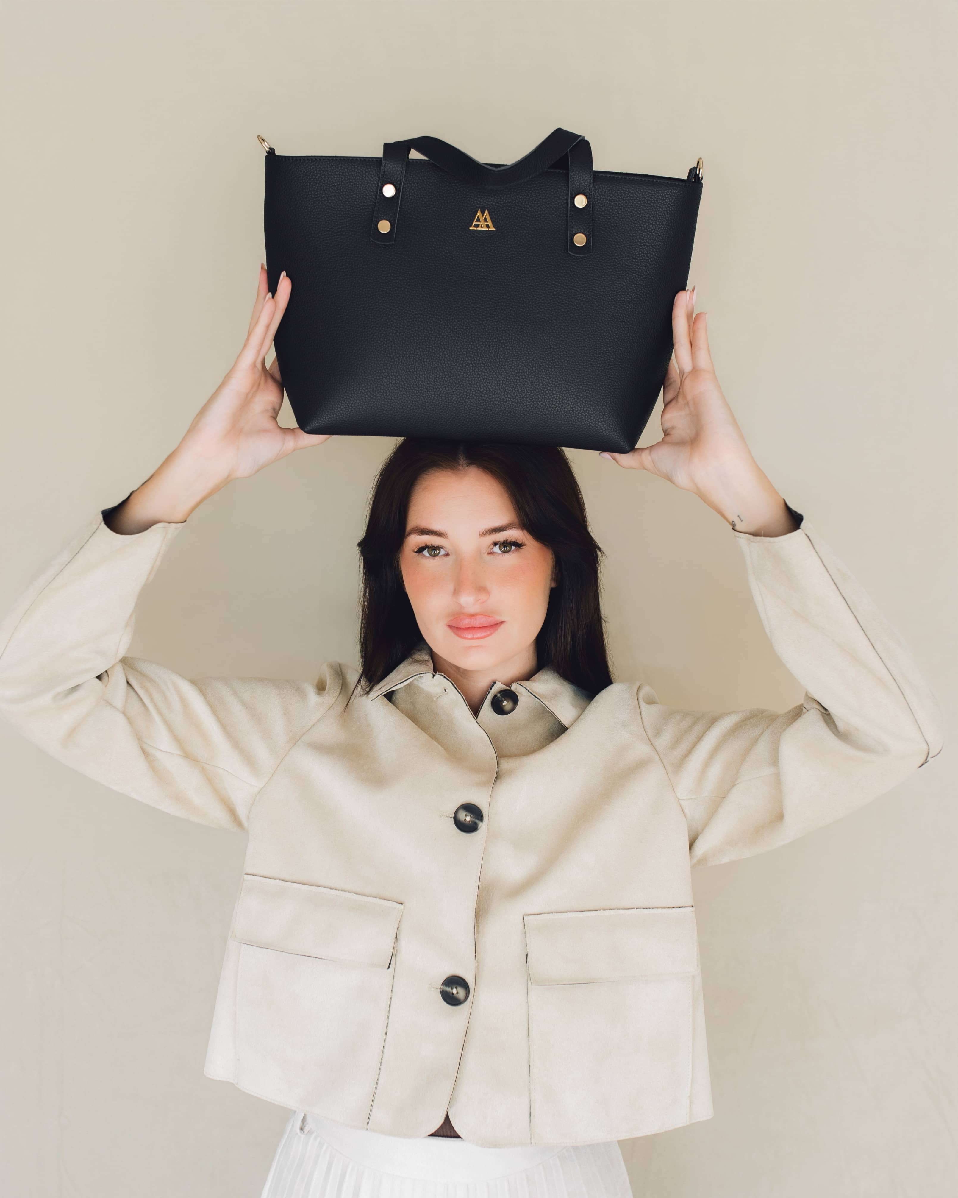 Antonia Leather Shopper Bag, Black