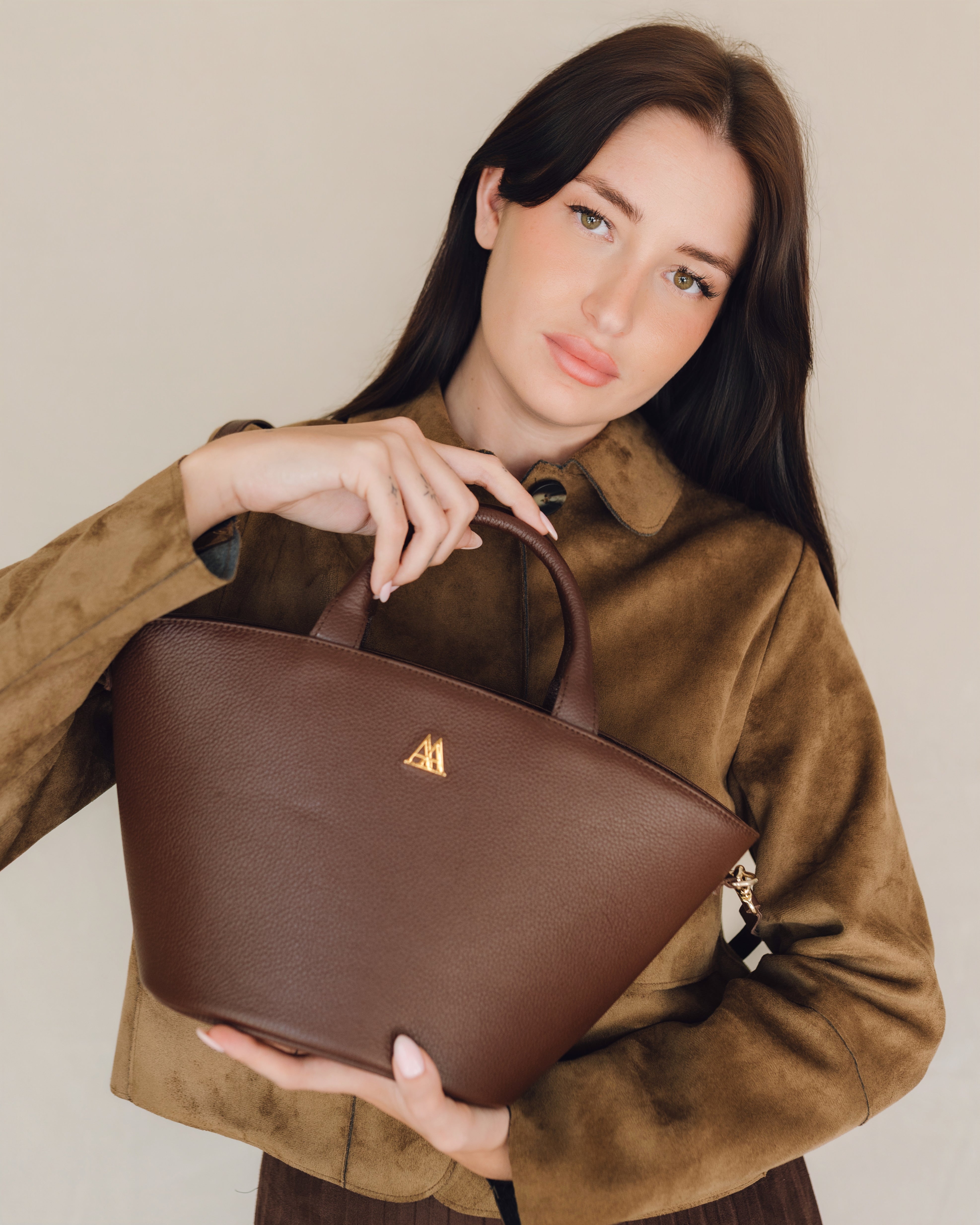 Carlota Brown Leather Tote Bag