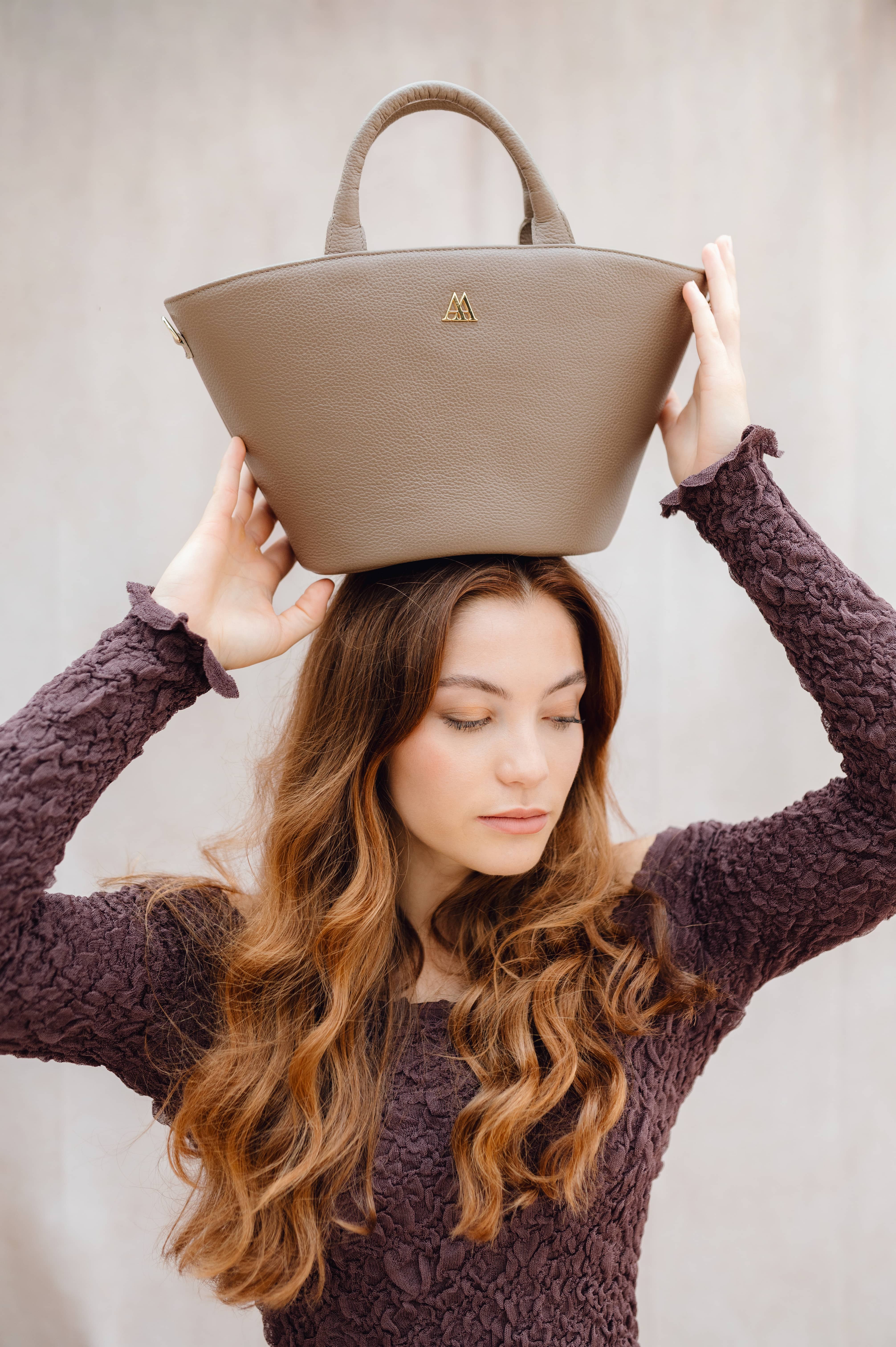 Carlota Leather Tote Bag, Taupe