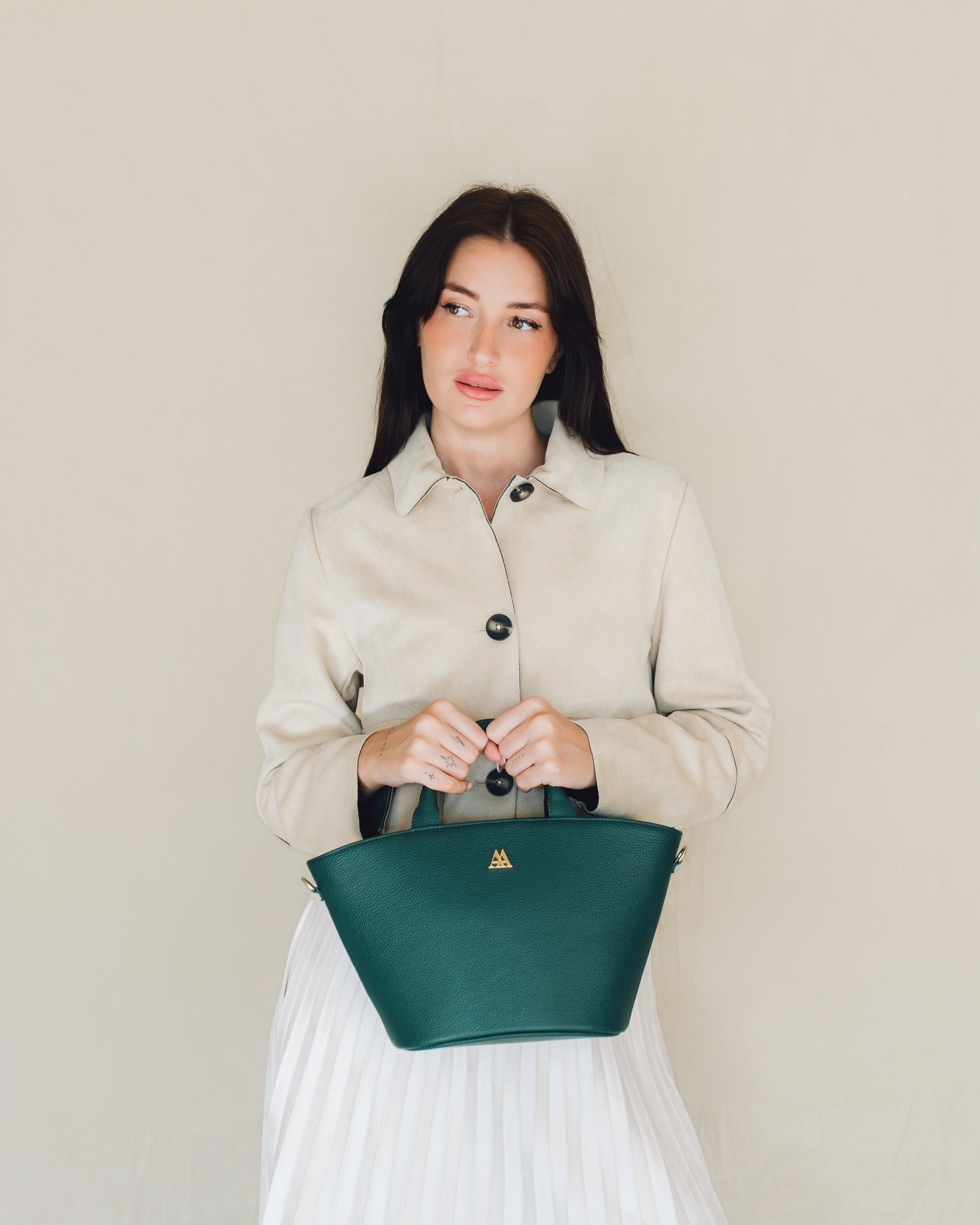 Carlota Bolso Capazo Piel Verde Petróleo