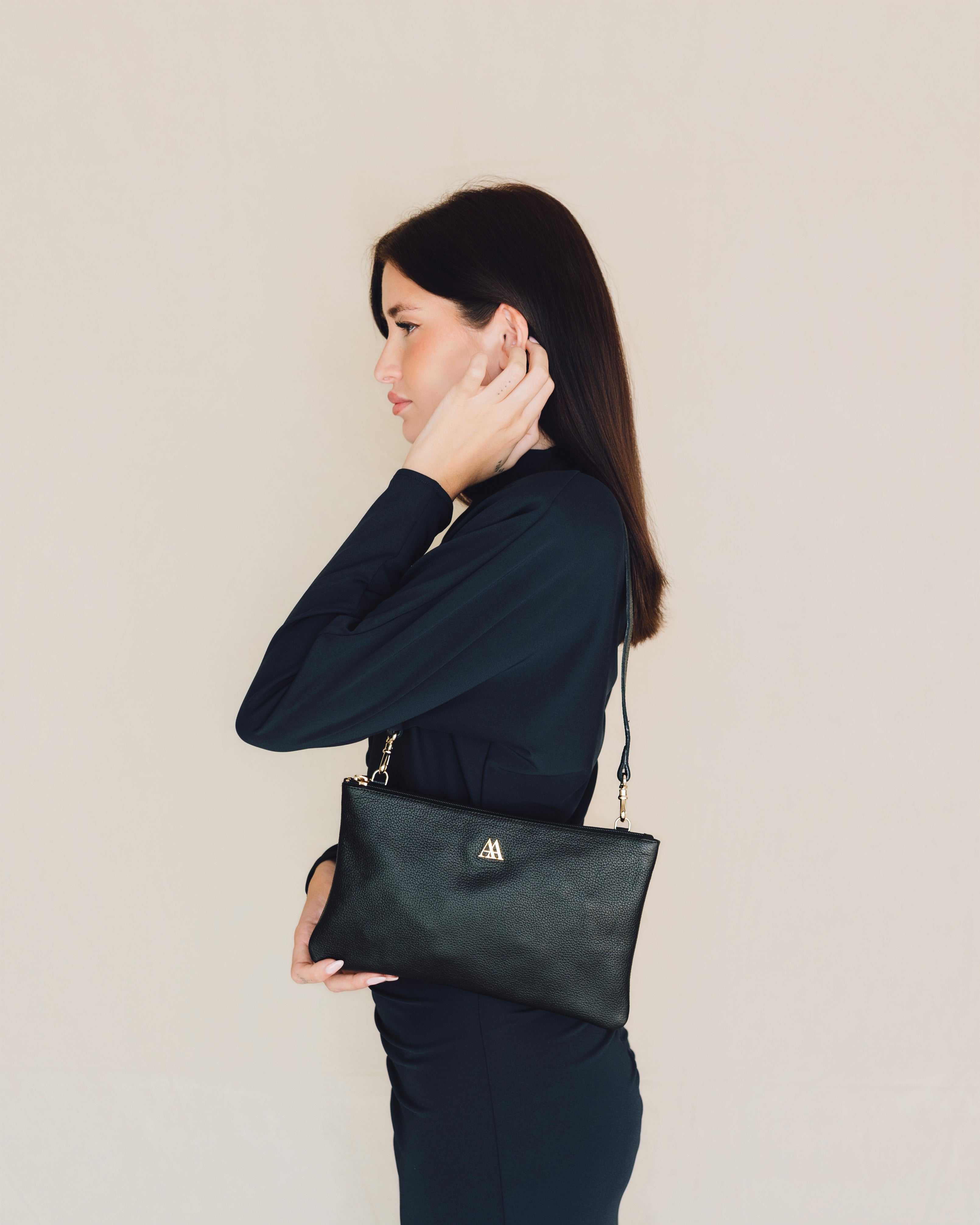 Catalina Bolso Clutch Piel Negro