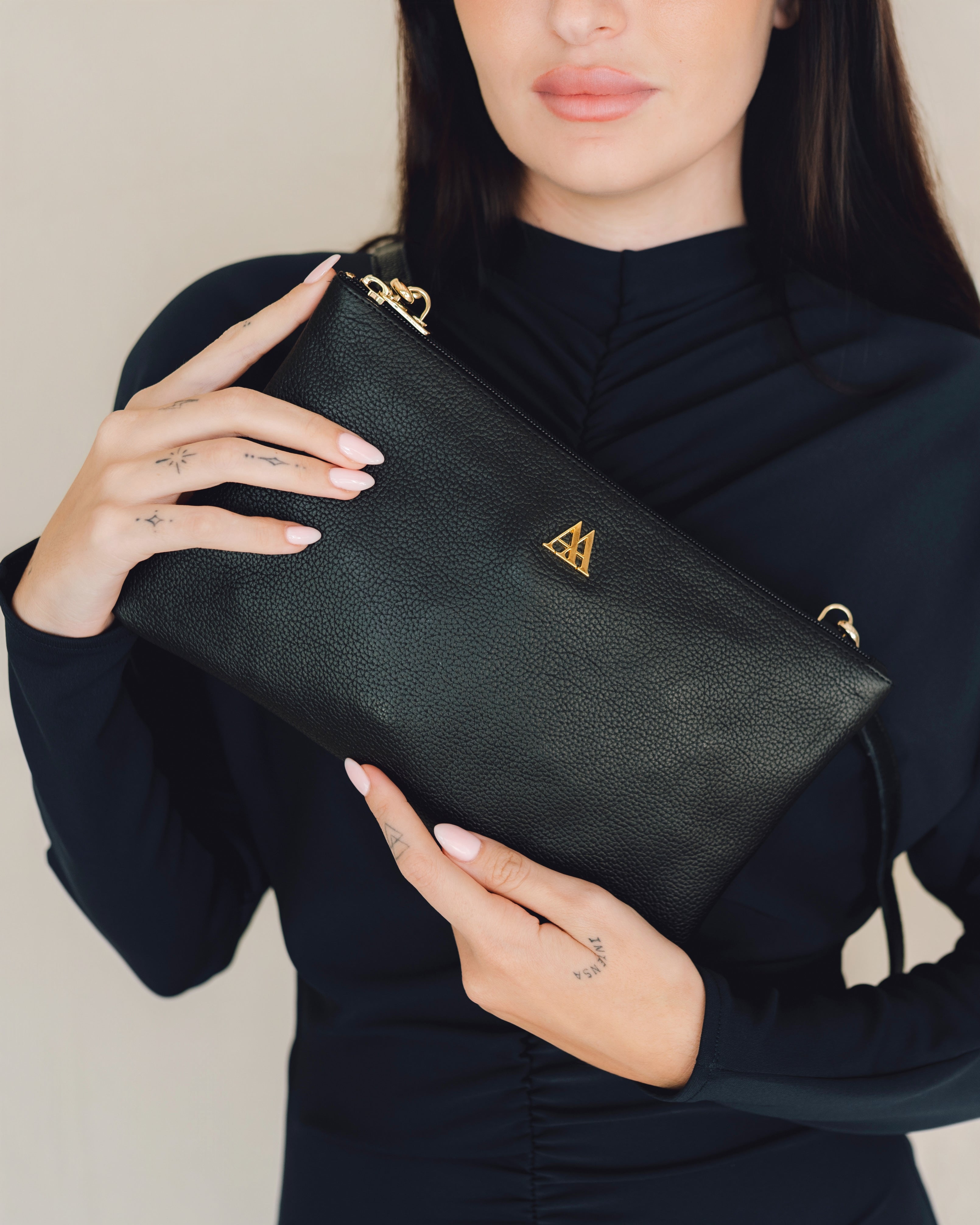 Catalina Bolso Clutch Piel Negro