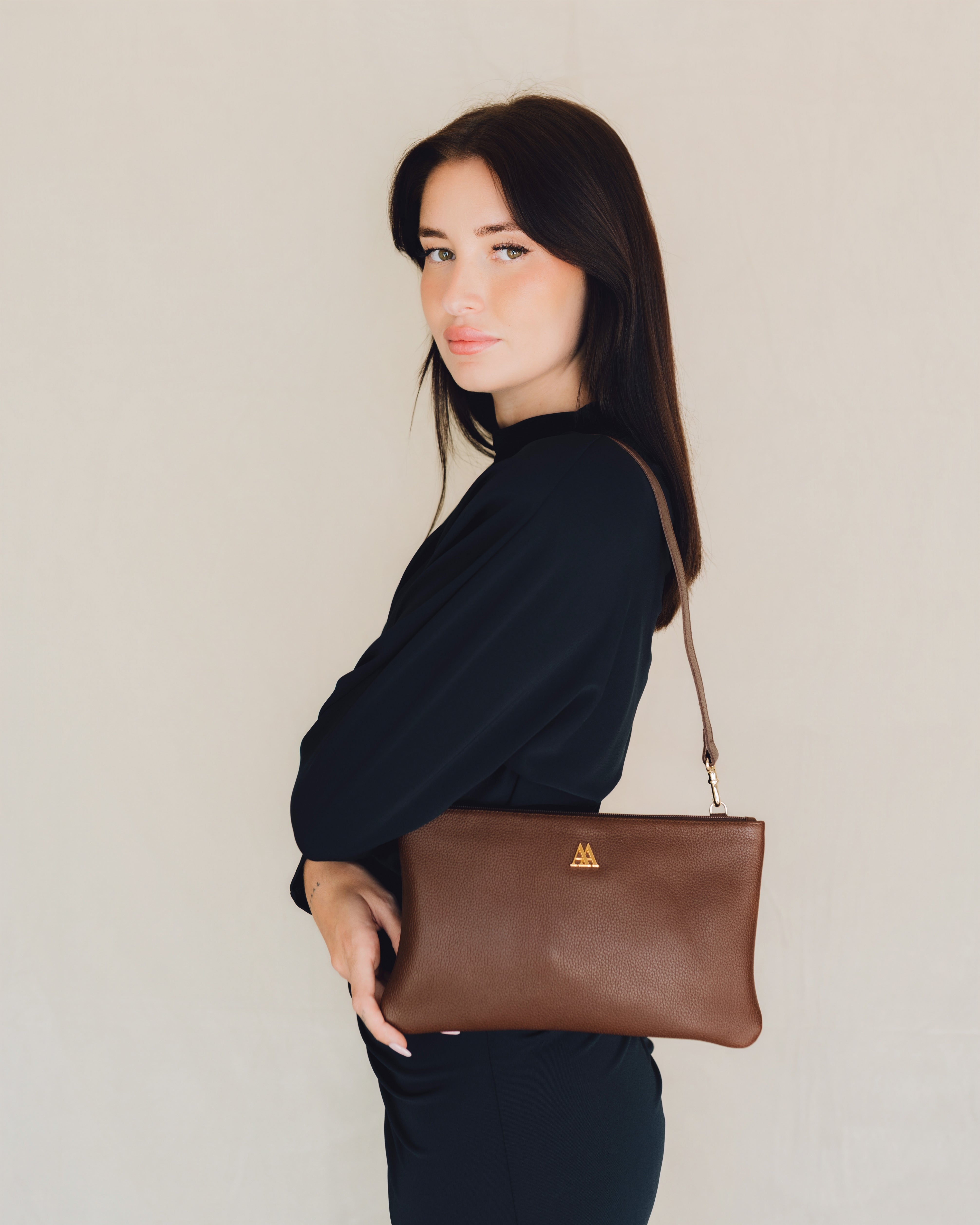 Catalina Bolso Clutch Piel Marrón