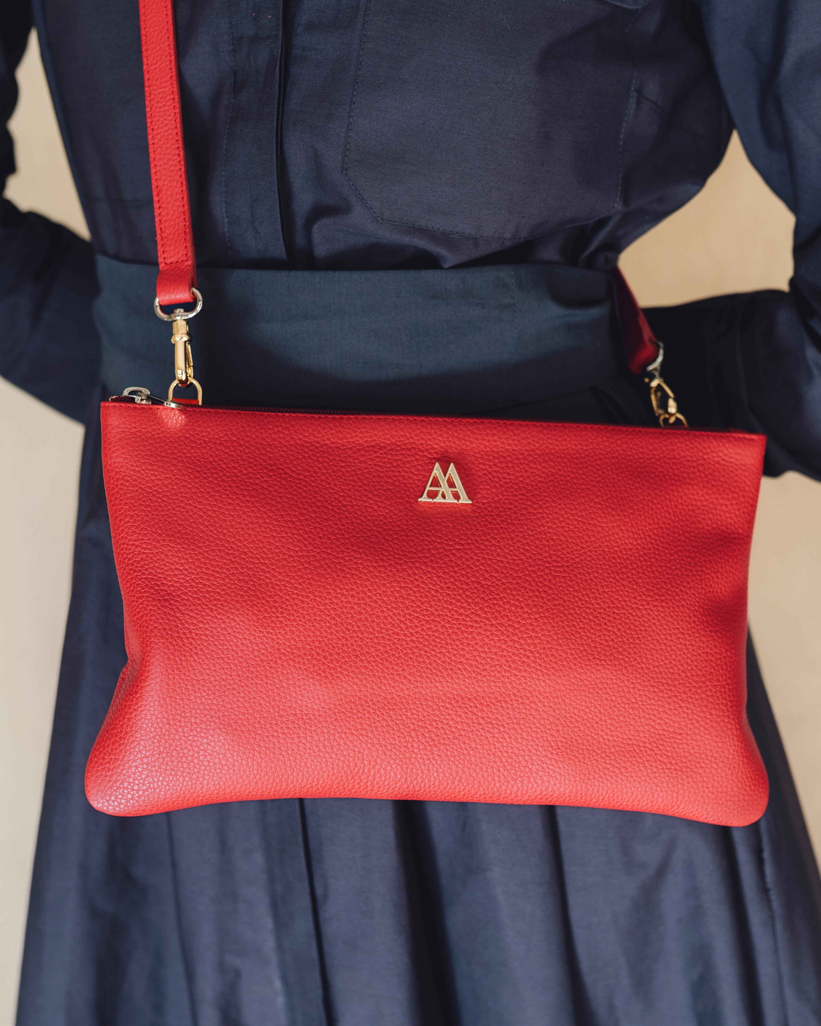 Catalina Bolso Clutch Piel Rojo