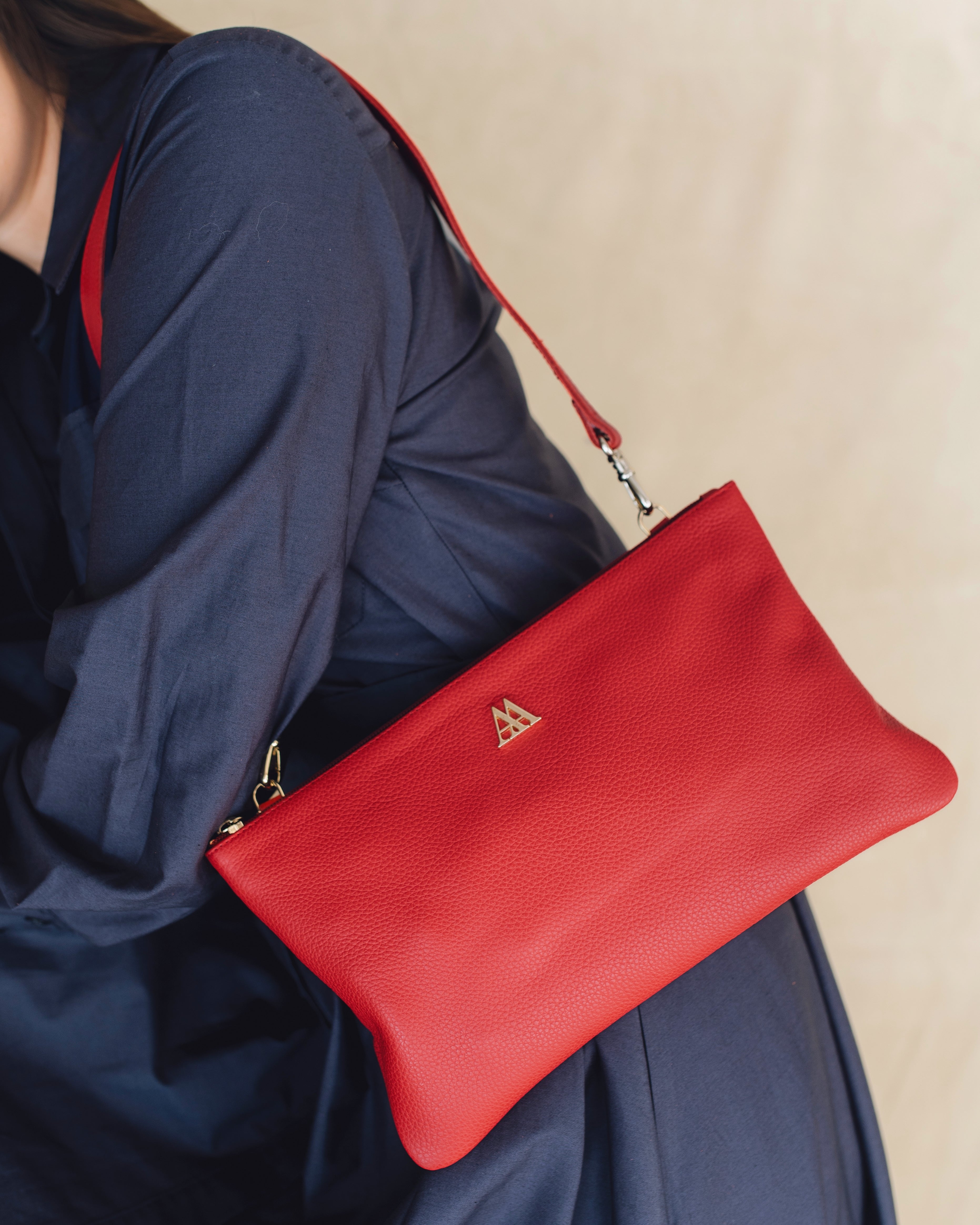 Catalina Bolso Clutch Piel Rojo