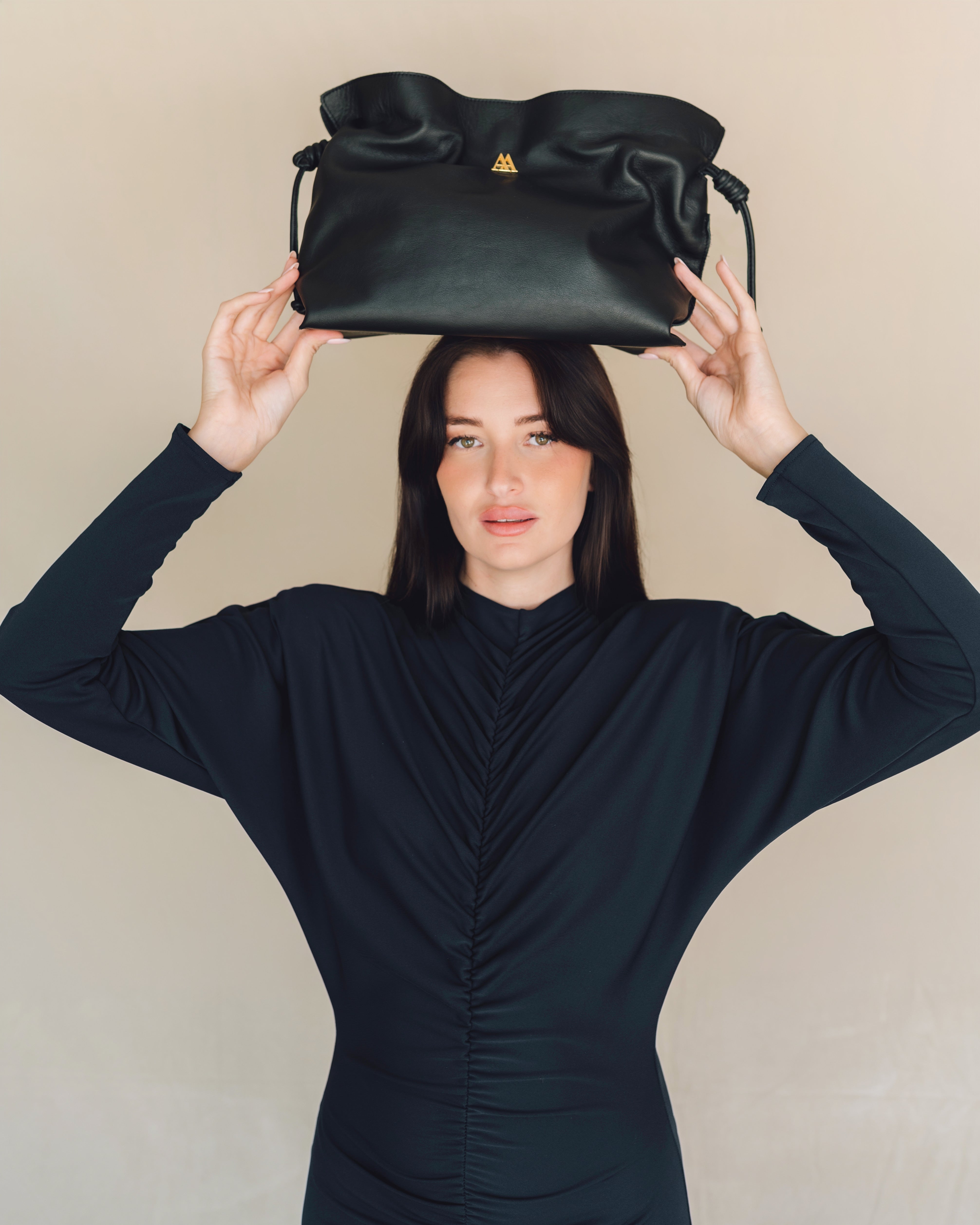 Fátima Fringed Leather Bag, Black