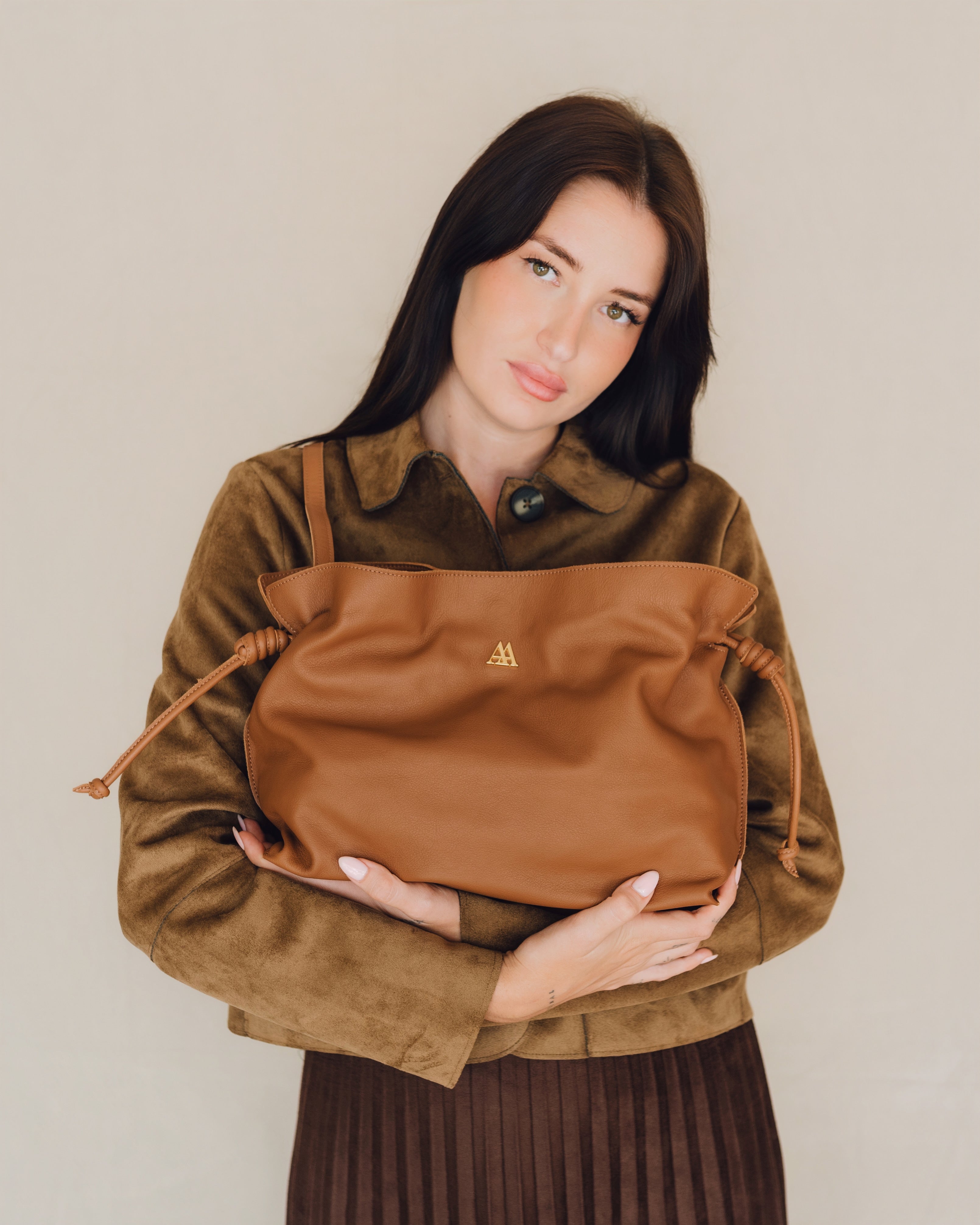 Fátima Bolso Fruncido Piel Cuero