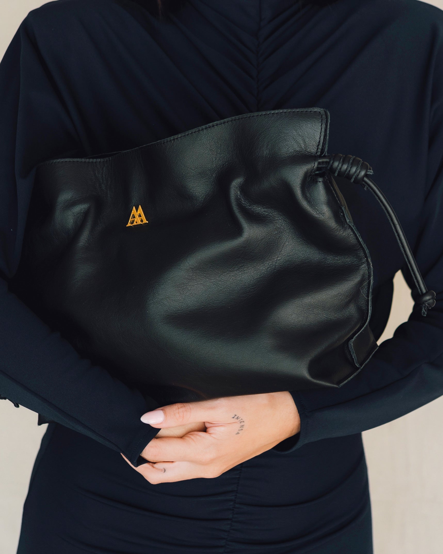 Fátima Fringed Leather Bag, Black