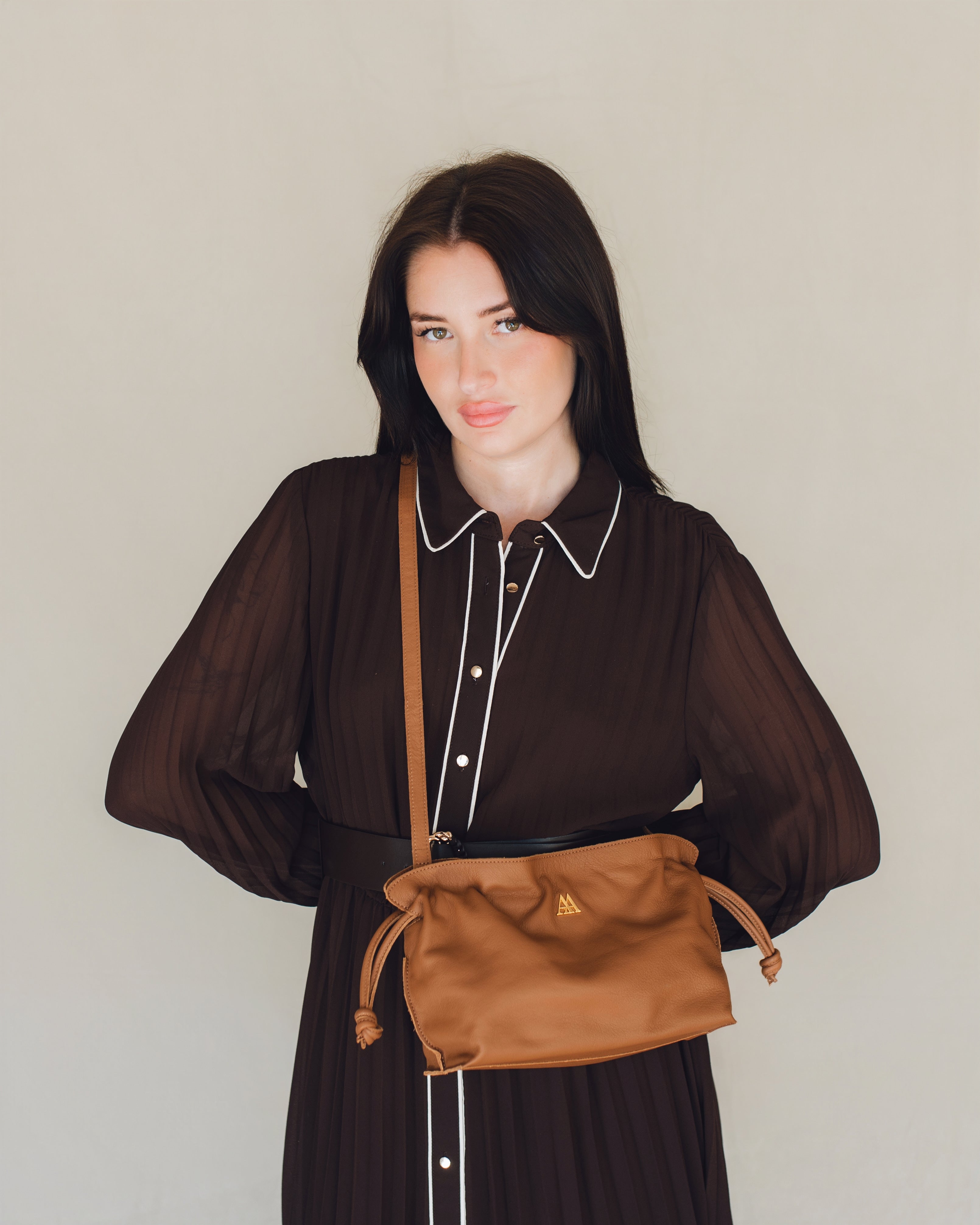 Fiona Bolso Fruncido Piel Cuero