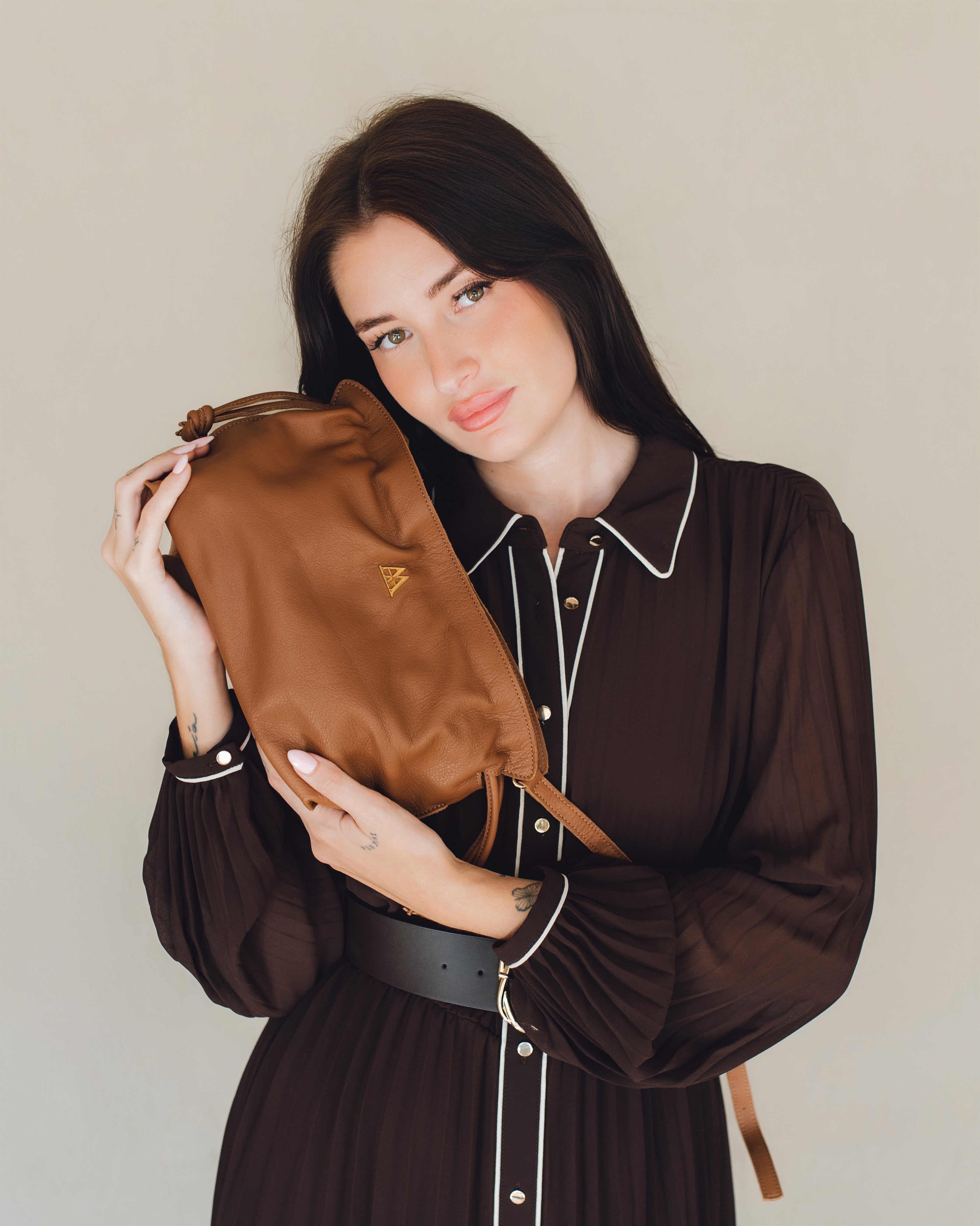 Fiona Leather Gathered Bag