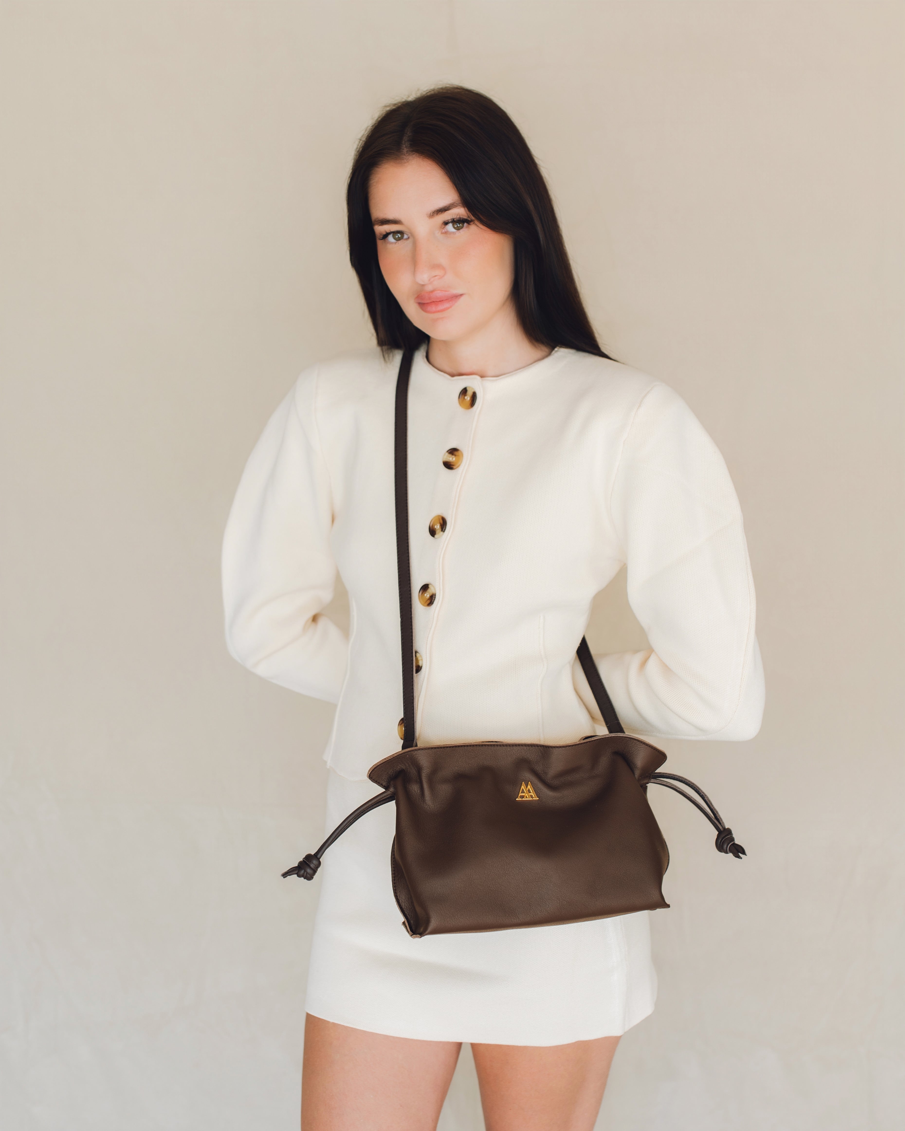 Fiona Bolso Fruncido Piel Marrón