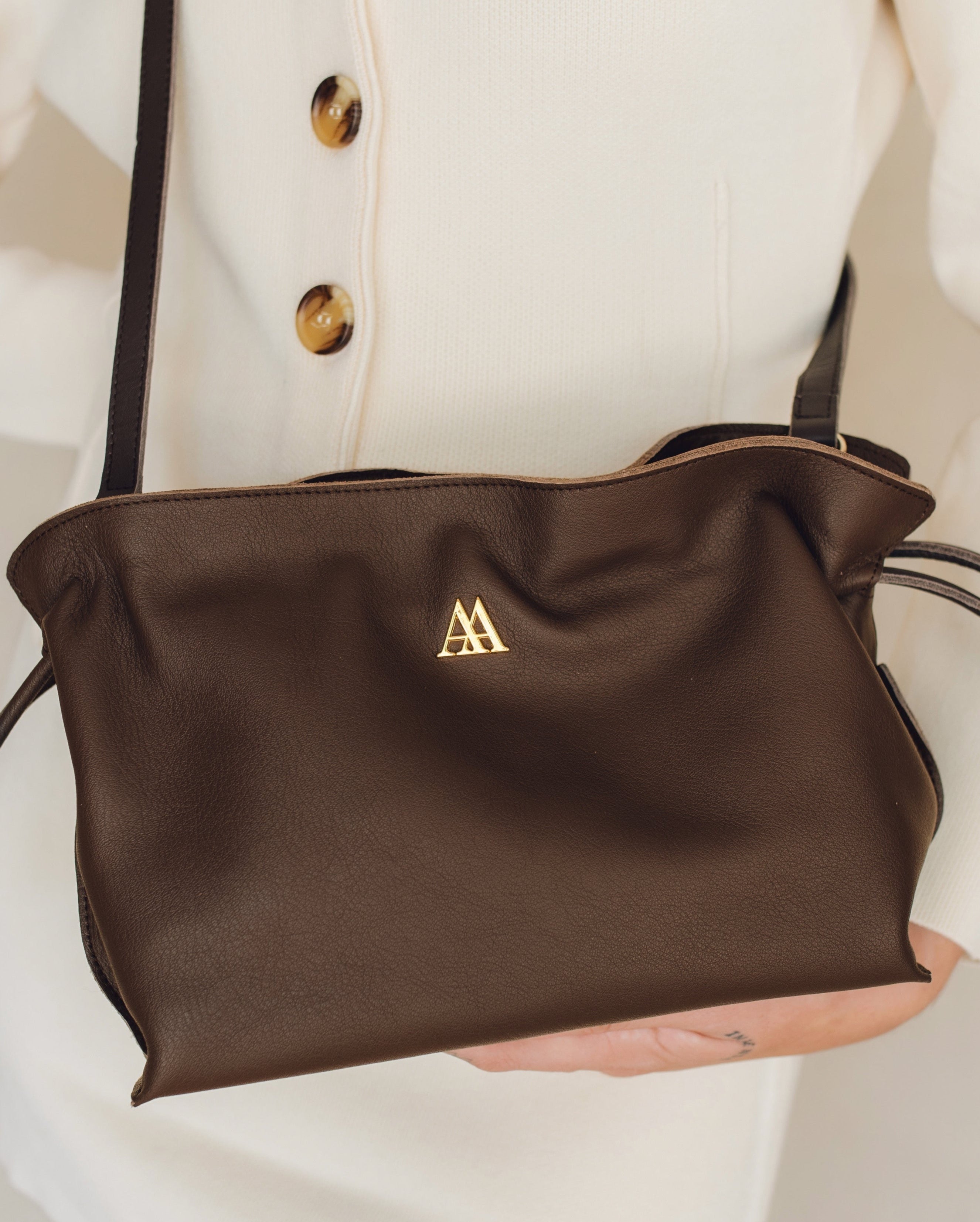 Fiona Faux Leather Gathered Bag, Brown