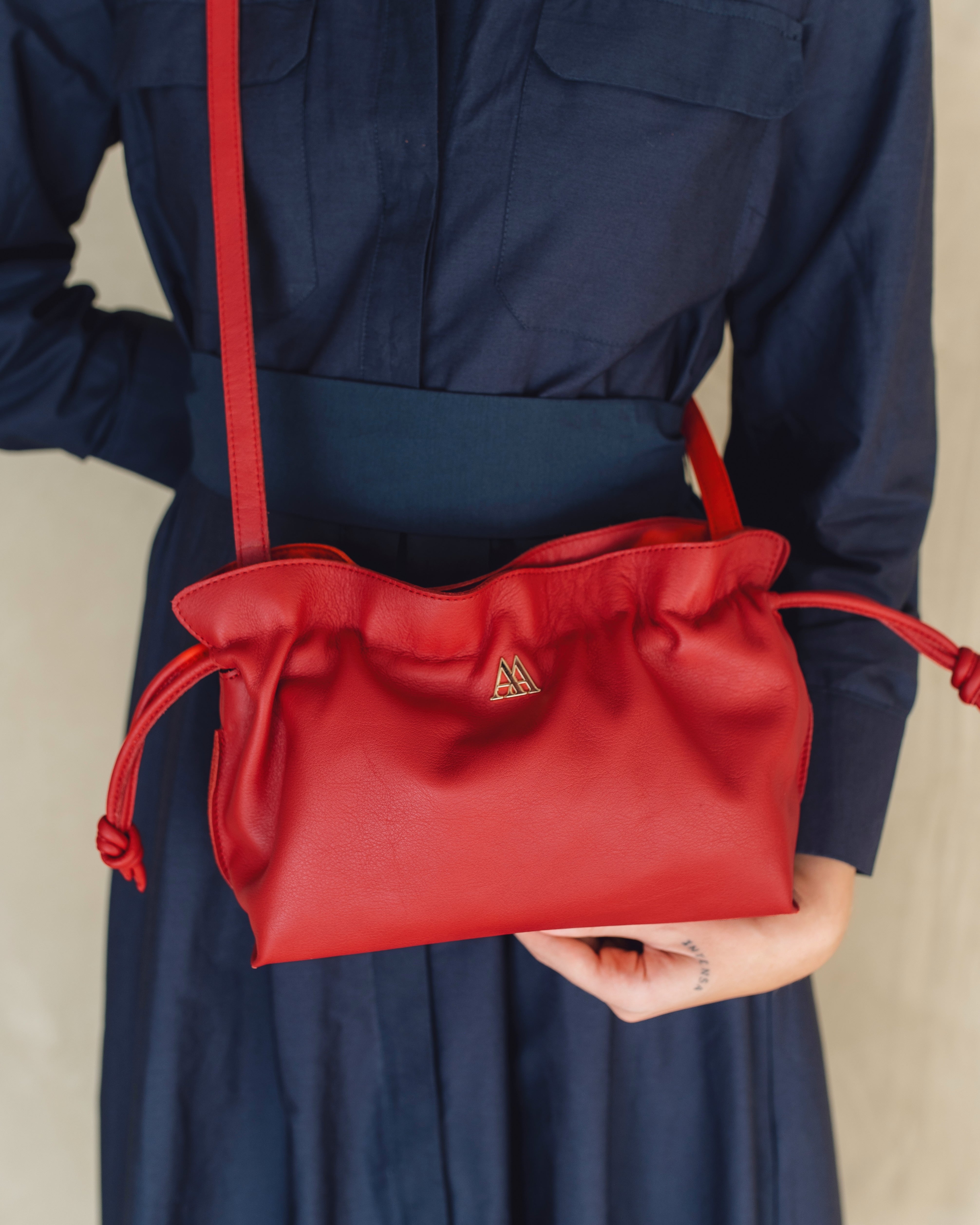 Fiona Fringed Leather Bag, Red