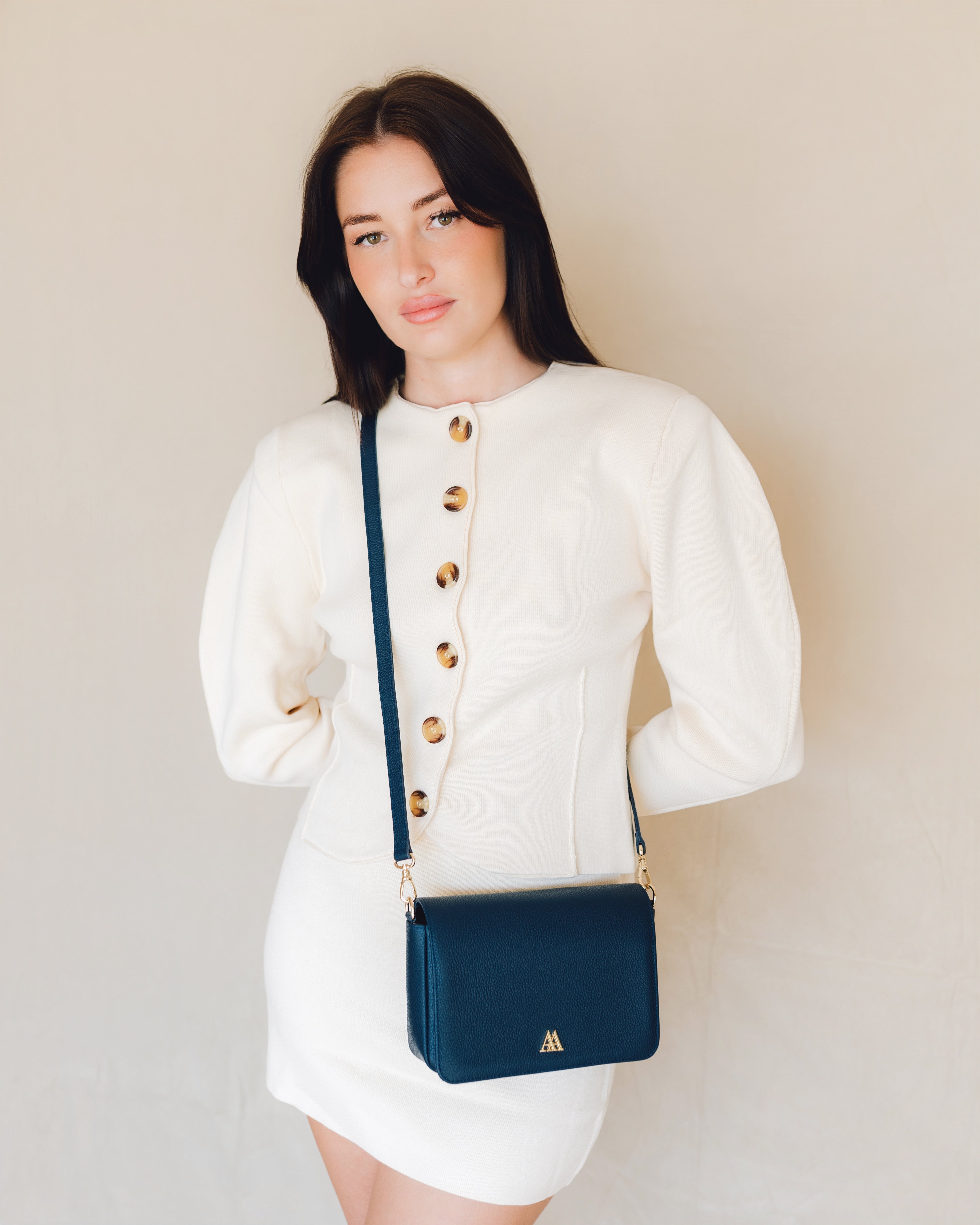 María Bolso Solapa Mini Piel Azul Marino