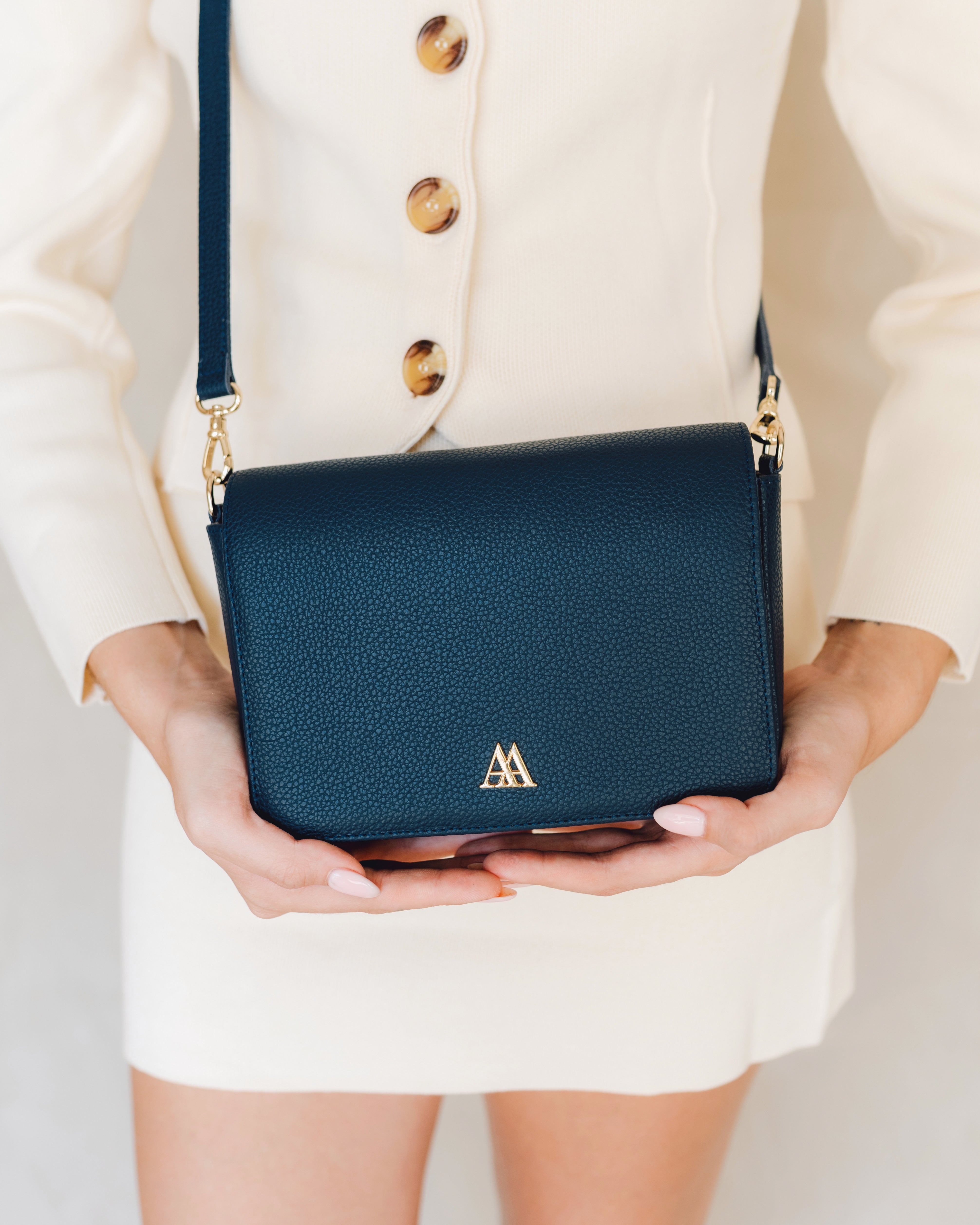 María Bolso Solapa Mini Piel Azul Marino